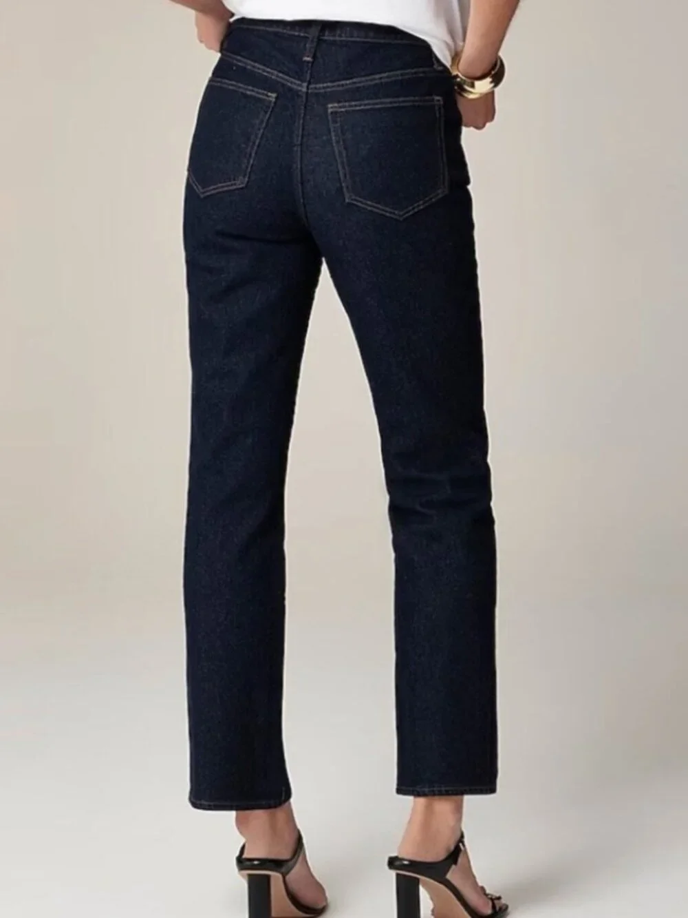 J. Crew Classic Straight Jeans Dark Wash Blue Stretch Denim High Rise Size 27